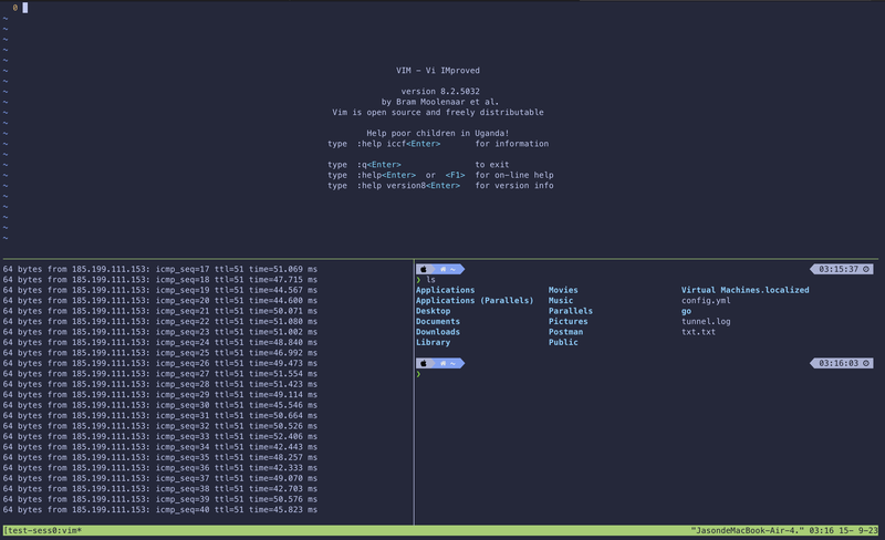 tmux +s